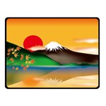 Mount Fuji Japan Lake Sun Sunset Double Sided Fleece Blanket (Small)  45 x34  Blanket Front