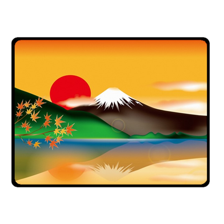 Mount Fuji Japan Lake Sun Sunset Double Sided Fleece Blanket (Small) 