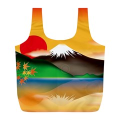 Mount Fuji Japan Lake Sun Sunset Full Print Recycle Bag (l) by Simbadda