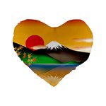 Mount Fuji Japan Lake Sun Sunset Standard 16  Premium Flano Heart Shape Cushions Front