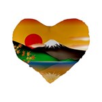 Mount Fuji Japan Lake Sun Sunset Standard 16  Premium Flano Heart Shape Cushions Back