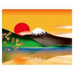 Mount Fuji Japan Lake Sun Sunset Double Sided Flano Blanket (medium)  by Simbadda