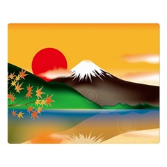 Mount Fuji Japan Lake Sun Sunset Double Sided Flano Blanket (large)  by Simbadda