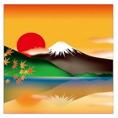 Mount Fuji Japan Lake Sun Sunset Large Satin Scarf (square) by Simbadda