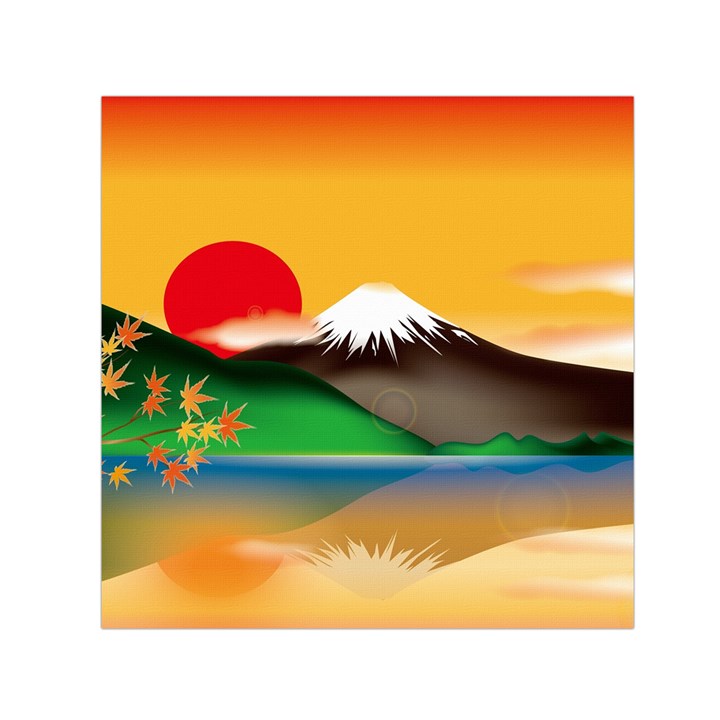 Mount Fuji Japan Lake Sun Sunset Small Satin Scarf (Square)