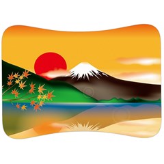 Mount Fuji Japan Lake Sun Sunset Velour Seat Head Rest Cushion by Simbadda