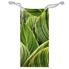 Leaves Striped Pattern Texture Jewelry Bag by Simbadda