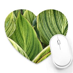 Leaves Striped Pattern Texture Heart Mousepads by Simbadda