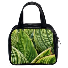 Leaves Striped Pattern Texture Classic Handbag (two Sides) by Simbadda