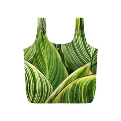 Leaves Striped Pattern Texture Full Print Recycle Bag (s) by Simbadda