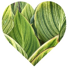 Leaves Striped Pattern Texture Wooden Puzzle Heart