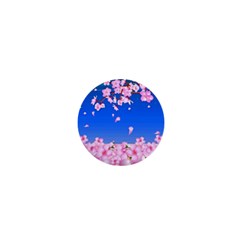 Sakura Cherry Blossom Night Moon 1  Mini Buttons by Simbadda