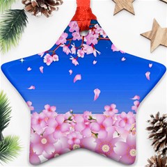 Sakura Cherry Blossom Night Moon Ornament (star) by Simbadda