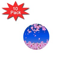 Sakura Cherry Blossom Night Moon 1  Mini Buttons (10 Pack)  by Simbadda