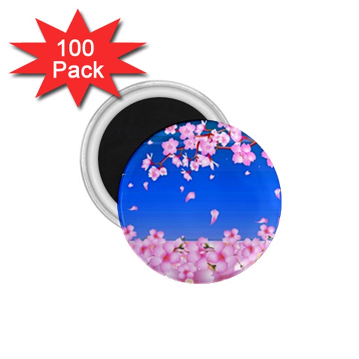 Sakura Cherry Blossom Night Moon 1.75  Magnets (100 pack) 