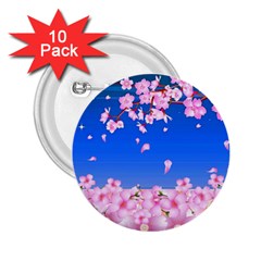 Sakura Cherry Blossom Night Moon 2 25  Buttons (10 Pack)  by Simbadda