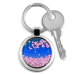 Sakura Cherry Blossom Night Moon Key Chain (round) by Simbadda