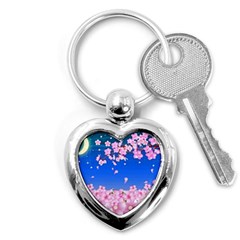 Sakura Cherry Blossom Night Moon Key Chain (heart) by Simbadda