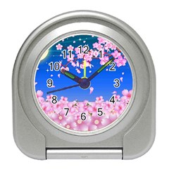 Sakura Cherry Blossom Night Moon Travel Alarm Clock by Simbadda