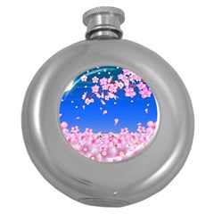 Sakura Cherry Blossom Night Moon Round Hip Flask (5 Oz) by Simbadda