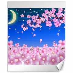 Sakura Cherry Blossom Night Moon Canvas 16  X 20  by Simbadda