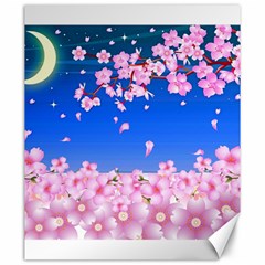 Sakura Cherry Blossom Night Moon Canvas 20  X 24  by Simbadda