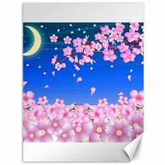 Sakura Cherry Blossom Night Moon Canvas 36  X 48  by Simbadda