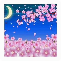 Sakura Cherry Blossom Night Moon Medium Glasses Cloth by Simbadda