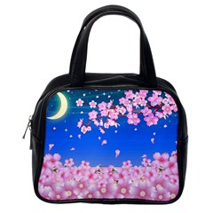 Sakura Cherry Blossom Night Moon Classic Handbag (one Side) by Simbadda