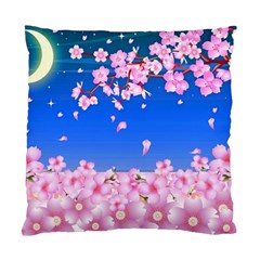 Sakura Cherry Blossom Night Moon Standard Cushion Case (two Sides) by Simbadda