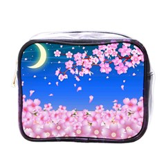 Sakura Cherry Blossom Night Moon Mini Toiletries Bag (one Side) by Simbadda