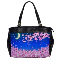 Sakura Cherry Blossom Night Moon Oversize Office Handbag