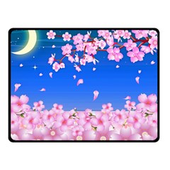 Sakura Cherry Blossom Night Moon Fleece Blanket (small) by Simbadda