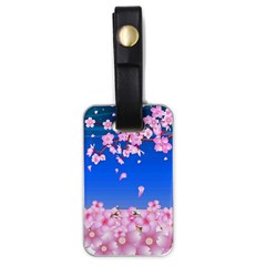 Sakura Cherry Blossom Night Moon Luggage Tag (one Side) by Simbadda