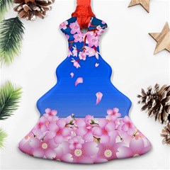 Sakura Cherry Blossom Night Moon Christmas Tree Ornament (two Sides) by Simbadda