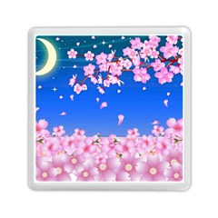 Sakura Cherry Blossom Night Moon Memory Card Reader (square)