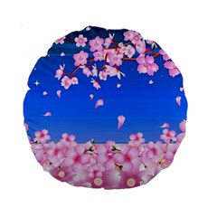 Sakura Cherry Blossom Night Moon Standard 15  Premium Round Cushions by Simbadda