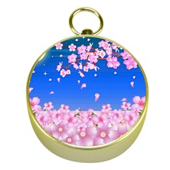 Sakura Cherry Blossom Night Moon Gold Compasses by Simbadda