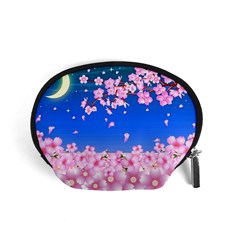 Sakura Cherry Blossom Night Moon Accessory Pouch (small) by Simbadda