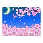 Sakura Cherry Blossom Night Moon Double Sided Flano Blanket (Mini)  35 x27  Blanket Front