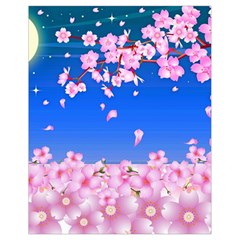 Sakura Cherry Blossom Night Moon Drawstring Bag (small) by Simbadda