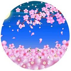 Sakura Cherry Blossom Night Moon Wooden Bottle Opener (round) by Simbadda