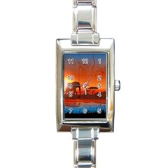 African Background Rectangle Italian Charm Watch by Simbadda