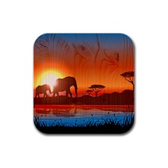 African Background Rubber Square Coaster (4 Pack)  by Simbadda