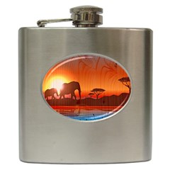 African Background Hip Flask (6 Oz) by Simbadda