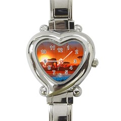 African Background Heart Italian Charm Watch by Simbadda