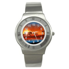 African Background Stainless Steel Watch by Simbadda