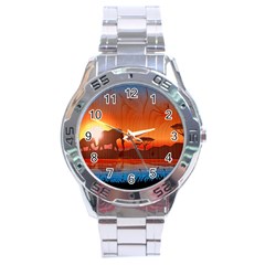 African Background Stainless Steel Analogue Watch by Simbadda