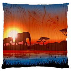 African Background Large Flano Cushion Case (one Side) by Simbadda