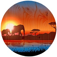 African Background Wooden Puzzle Round by Simbadda